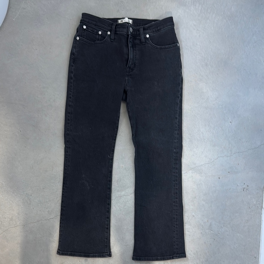 Madewell Mid-Rise Kick Out Black Denim Jeans | 28